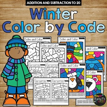 Color by Code Winter Math Activities {Addition and Subtraction to 20}