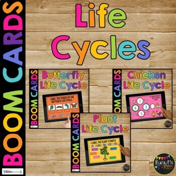 Life Cycles BUNDLE BOOM CARDS™ Science Distance Learning Plant Chicken Butterfly