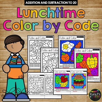 Back to School Activities Food Color by Code {Addition & Subtraction to 20}