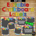 Editable Labels RAINBOW & Chalkboard Chevron and Stripes {45 different labels}