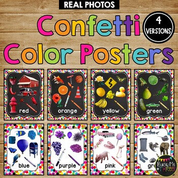 Color Posters and Signs CONFETTI White and Chalkboard