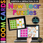 Boom Cards™ New Years Math Puzzles Digital Learning Activity Mystery Pictures