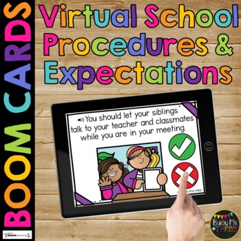 Online Virtual School Expectations and Rules BOOM CARDS™ Distance Learning