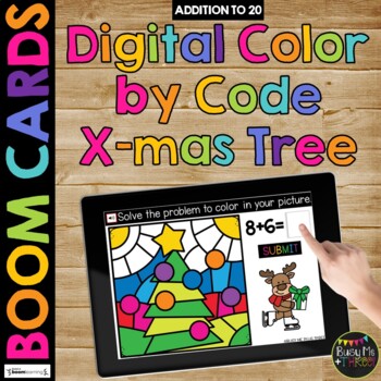 Christmas TREE Boom Cards™ Color by Code Digital Learning Math Activity