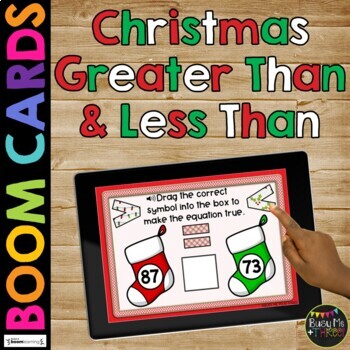 Christmas Boom Cards™ Greater Than and Less Than Digital Learning Math Activity