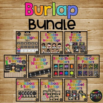 Burlap Classroom Decor GROWING BUNDLE Farmhouse Theme