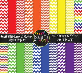 SMALL Rainbow Chevron Digital Papers {Commercial Use Digital Graphics}