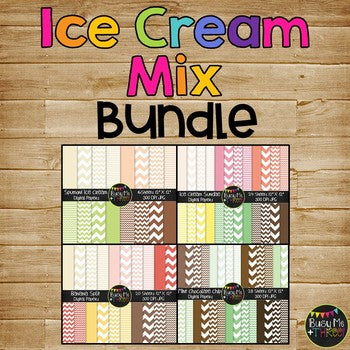 Ice Cream Chevron Bundle Digital Papers {Commercial Use Digital Graphics}