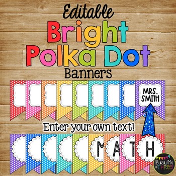 Editable Banners BRIGHT POLKA DOTS Rainbow