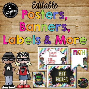 Editable Signs Posters Labels Banners Bright Melonheadz Edition