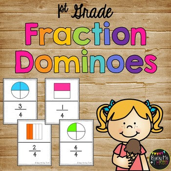 Fraction Dominoes Game Fourths, Thirds, Halves, Wholes