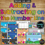 Number Line Addition and Subtraction with Number up to 20 Task Cards