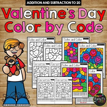 Color by Code Valentine's Day Math Activities {Addition & Subtraction to 20}