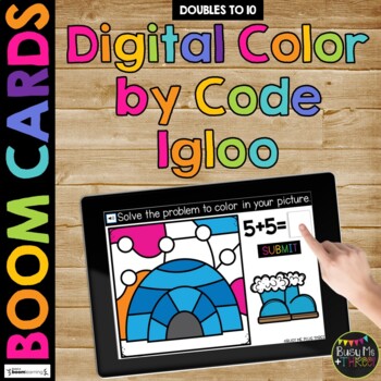 Winter Boom Cards™ IGLOO Math Color by Code Digital Learning Activity 1st Grade