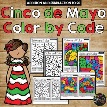 Color by Code CINCO DE MAYO Math Activities {Addition & Subtraction to 20}