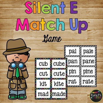 Silent E Match Up Reading Game Kindergarten First & Second Grade, Bossy E