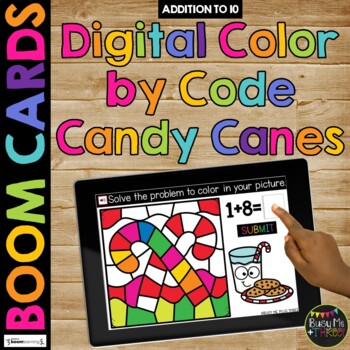 Christmas Boom Cards™ Digital Color by Code CANDY CANE Distance Learning