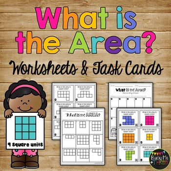 AREA Worksheets and Task Cards Square Units