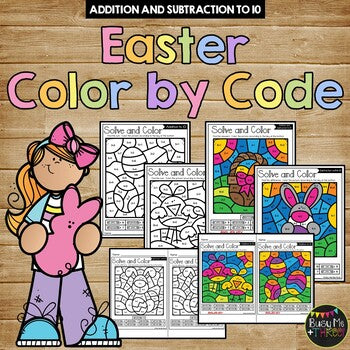 Color by Code Easter Math Activities {Addition & Subtraction to 10}