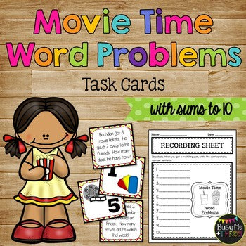 Word Problems Addition and Subtraction up to 10 Movie Theme