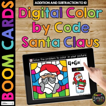 Christmas Boom Cards™ SANTA Color by Code Math Digital Learning Activity