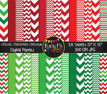 Christmas Digital Papers Classic Chevron on White {Commercial Use Graphics}