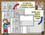 Veterans Day Activities for Writing and Math | Color by Number and Writing Pages