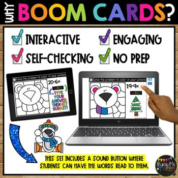 Winter Boom Cards™ Color by Code POLAR BEAR Digital Learning Activity