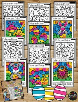 Color by Code Easter Math Activities {Addition & Subtraction to 20}