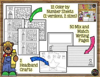 Back to School Activities for Writing & Math | Color by Number & Writing Pages