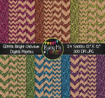 BURLAP Glitter Chevron Bundle Digital Papers {Commercial Use Digital Graphics}