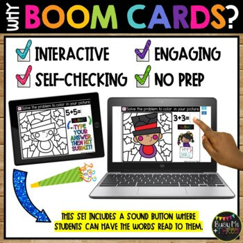 New Years 2021 Boom Cards™ Digital Math Color by Code Distance Learning BABY