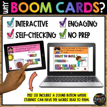 Physical Changes of Matter BOOM CARDS™ Digital Learning Game Heating & Cooling