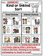 Kind or Unkind Choices Sort Distance Learning for Google Classroom™