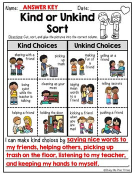 Kind or Unkind Choices Sort Distance Learning for Google Classroom™