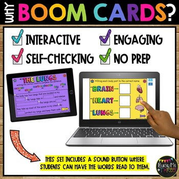 Human Body Parts and Systems BOOM CARDS™ Digital Learning Game Distance Learning