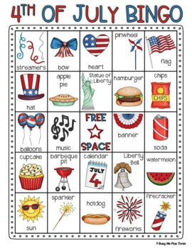 4th of July Bingo Activity Game {25 Different Bingo Cards with ONE Winner}