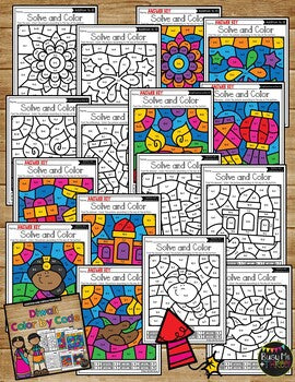 Diwali Color by Code {Addition & Subtraction to 10} Mystery Pictures