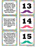 SUBTRACTION Word Problems, I Mustache You Some Questions, Numbers 1-20