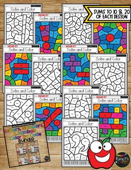 Color by Code SYMBOLS {Addition & Subtraction to 10 & 20} Mystery Picture