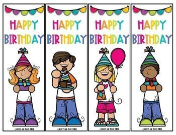 Birthday Bookmarks Editable Student Gift for Birthday Bag