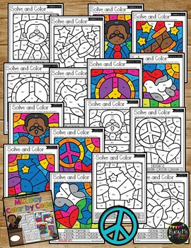 Color by Code Martin Luther King Math Activities {Addition & Subtraction to 10}