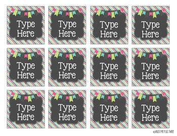 Editable Labels FUNFETTI & Chalkboard Chevron and Stripes {30 different labels}