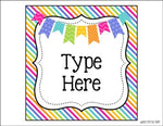 Editable Labels BRIGHT AND COLORFUL RAINBOW {45 different labels}