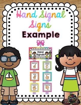 Hand Signals for the Classroom, EDITABLE Classroom Management Bright Chevron