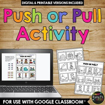 PUSH OR PULL BUNDLE Digital and Printable Sort, Boom Cards™ and Pocket Chart Set