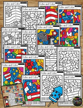 Veteran's Day & Memorial Day Color by Code {Addition & Subtraction to 10}