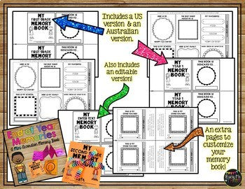 End of the Year Memory Book Activity, Mini Accordion Booklet