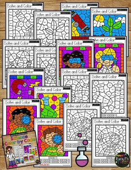 Back to School Activities SCIENCE Color by Code {Addition & Subtraction to 20}