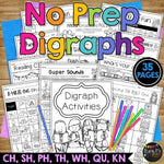 Digraph Worksheets No Prep Printables Word Study Phonics Word Work Activities